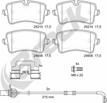 Breck 25214 00 554 10 - Sada brzdových destiček, kotoučová brzda www.parts5.com