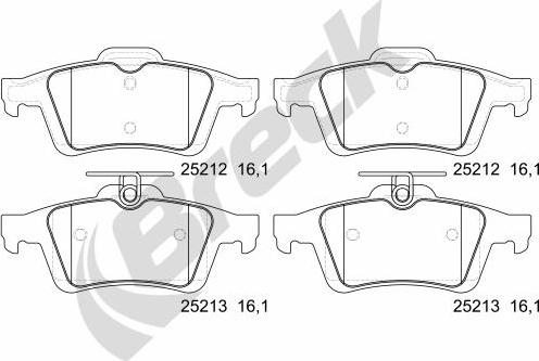 Breck 25212 00 702 00 - Тормозные колодки, дисковые, комплект www.parts5.com