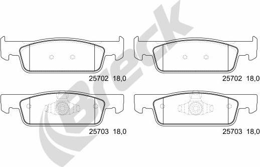 Breck 25702 00 702 00 - Brake Pad Set, disc brake www.parts5.com