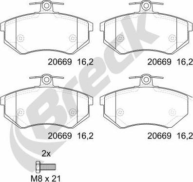 Breck 20669 00 701 00 - Bremsbelagsatz, Scheibenbremse www.parts5.com