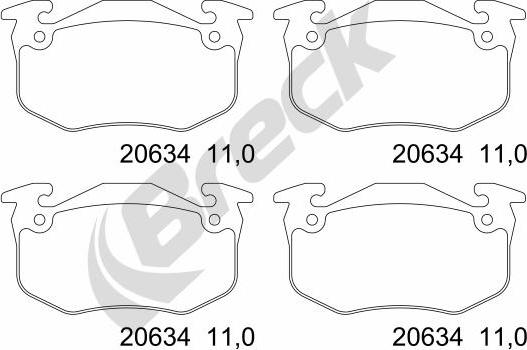 Breck 20634 00 702 00 - Bremsbelagsatz, Scheibenbremse www.parts5.com