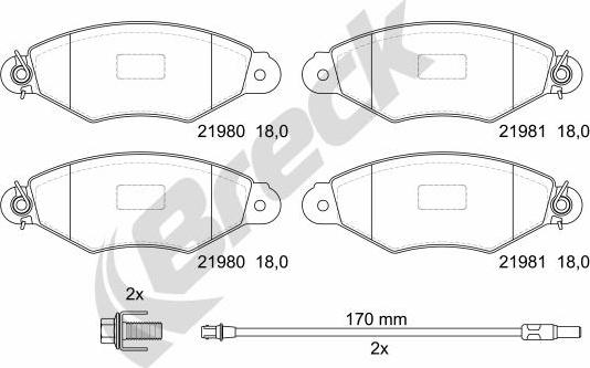 Breck 21980 00 702 10 - Тормозные колодки, дисковые, комплект www.parts5.com