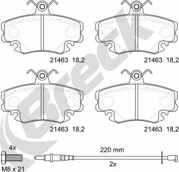 Breck 21463 00 702 10 - Juego de pastillas de freno www.parts5.com