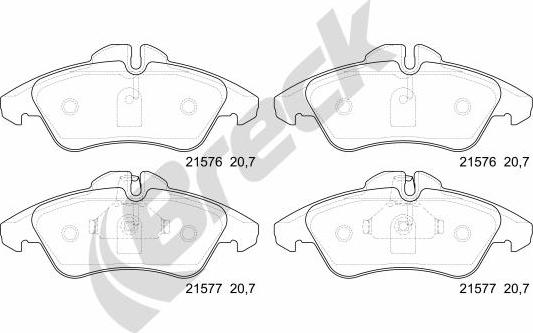 Breck 21576 00 703 10 - Komplet zavornih oblog, ploscne (kolutne) zavore www.parts5.com