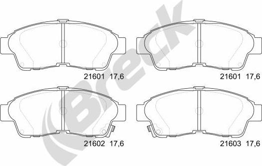 Breck 21601 00 701 10 - Тормозные колодки, дисковые, комплект www.parts5.com