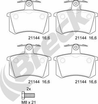 Breck 21144 00 704 00 - Σετ τακάκια, δισκόφρενα www.parts5.com