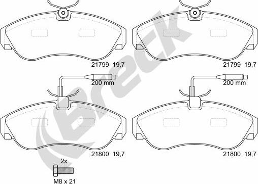 Breck 21799 00 703 10 - Тормозные колодки, дисковые, комплект www.parts5.com