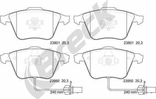 Breck 23950 00 552 10 - Fékbetétkészlet, tárcsafék www.parts5.com