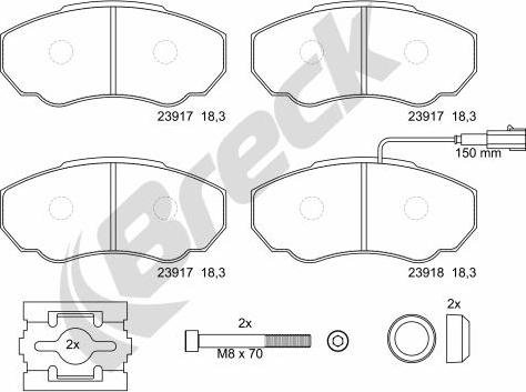 Breck 23917 00 703 10 - Komplet kočnih obloga, disk kočnica www.parts5.com