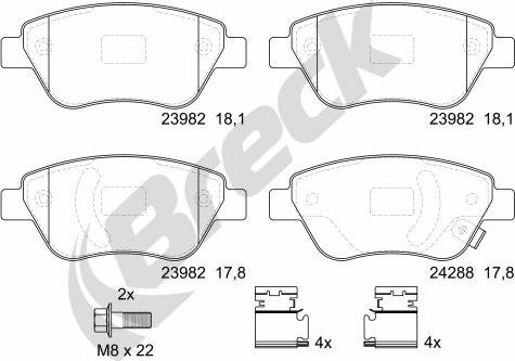 Breck 23982 00 702 10 - Brake Pad Set, disc brake www.parts5.com