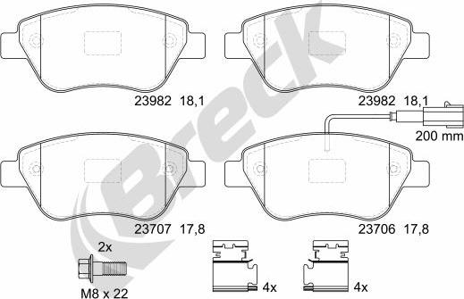 Breck 23979 00 701 10 - Тормозные колодки, дисковые, комплект www.parts5.com