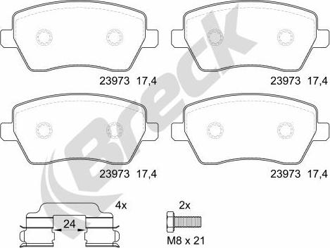 Breck 23973 00 702 00 - Тормозные колодки, дисковые, комплект www.parts5.com