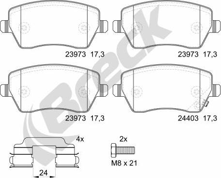 Breck 23973 00 702 10 - Комплект спирачно феродо, дискови спирачки www.parts5.com