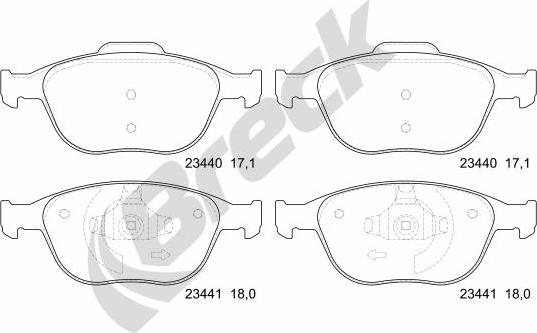 Breck 23440 00 701 00 - Piduriklotsi komplekt,ketaspidur parts5.com