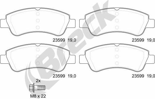 Breck 23599 00 701 00 - Тормозные колодки, дисковые, комплект www.parts5.com