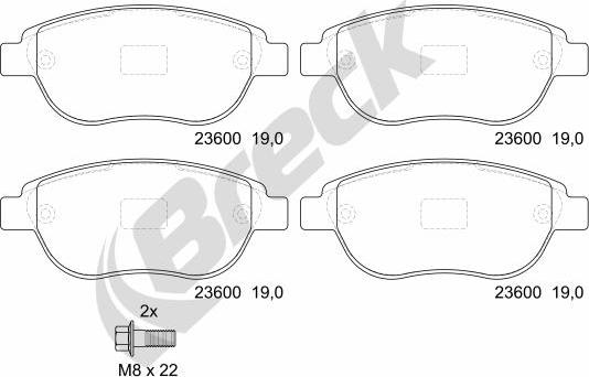 Breck 23600 00 701 00 - Juego de pastillas de freno www.parts5.com