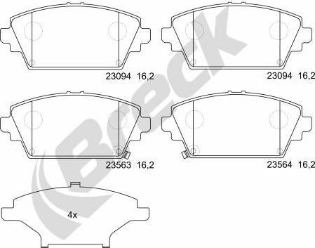 Breck 23094 00 701 00 - Kit de plaquettes de frein, frein à disque www.parts5.com