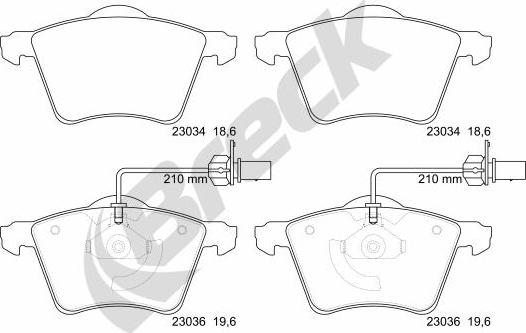 Breck 23034 00 703 10 - Juego de pastillas de freno www.parts5.com