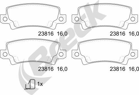 Breck 23816 00 704 10 - Тормозные колодки, дисковые, комплект www.parts5.com