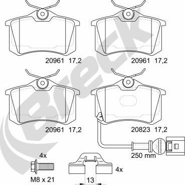 Breck 23823 10 704 10 - Σετ τακάκια, δισκόφρενα www.parts5.com