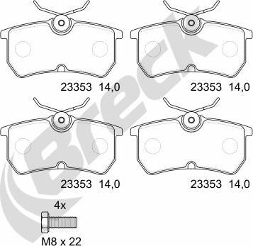 Breck 23353 00 704 00 - Kit de plaquettes de frein, frein à disque www.parts5.com