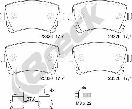 Breck 23326 00 702 00 - Sada brzdových destiček, kotoučová brzda www.parts5.com