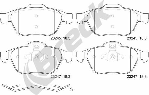 Breck 23245 00 701 00 - Тормозные колодки, дисковые, комплект www.parts5.com