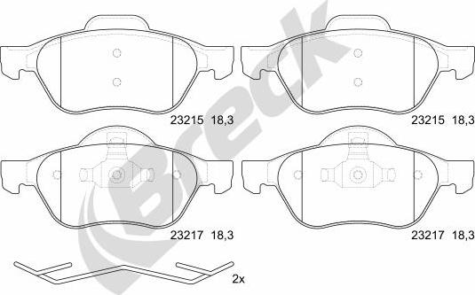 Breck 23215 00 701 00 - Тормозные колодки, дисковые, комплект www.parts5.com