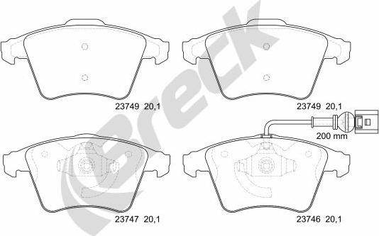 Breck 23746 10 703 10 - Komplet pločica, disk-kočnica www.parts5.com