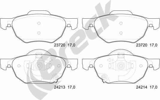 Breck 23720 00 701 10 - Sada brzdových destiček, kotoučová brzda www.parts5.com