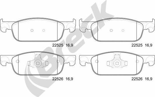 Breck 22525 00 702 00 - Brake Pad Set, disc brake www.parts5.com