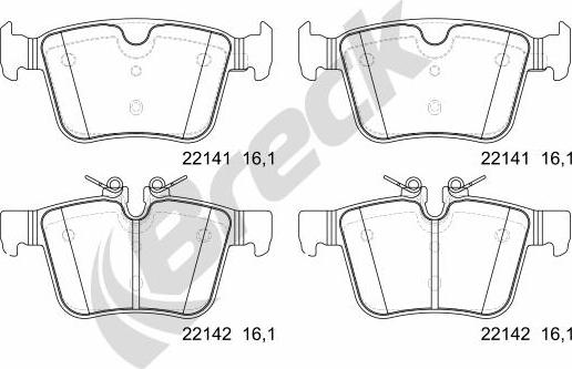 Breck 22141 00 554 00 - Komplet pločica, disk-kočnica www.parts5.com