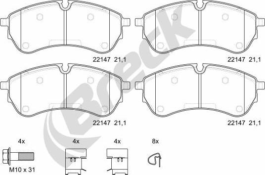 Breck 22147 00 703 00 - Brake Pad Set, disc brake www.parts5.com