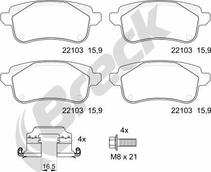 Breck 22103 00 704 00 - Brake Pad Set, disc brake www.parts5.com