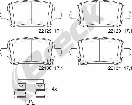 Breck 22129 00 704 00 - Brake Pad Set, disc brake www.parts5.com