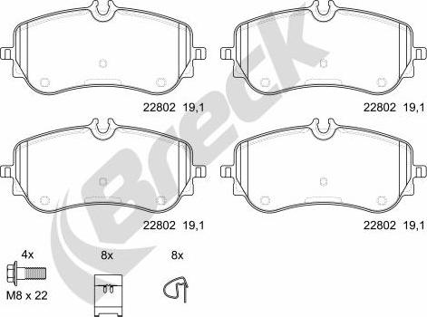 Breck 22802 00 703 00 - Brake Pad Set, disc brake www.parts5.com