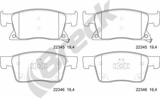 Breck 22345 00 701 00 - Brake Pad Set, disc brake www.parts5.com