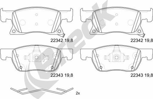 Breck 22342 00 701 00 - Brake Pad Set, disc brake www.parts5.com