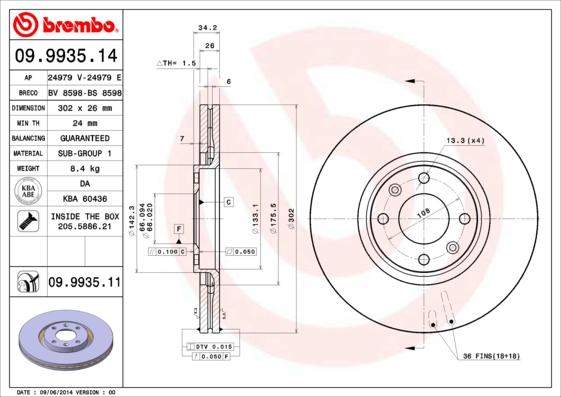 Brembo 09.9935.11 - Brake Disc www.parts5.com