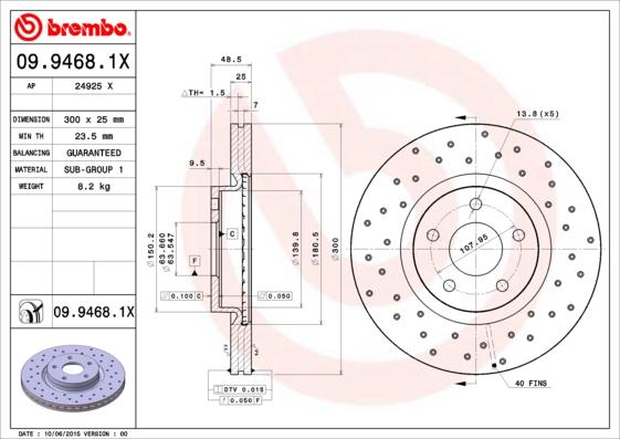 Brembo 09.9468.1X - Disc frana www.parts5.com