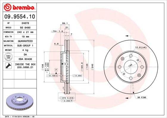 Brembo 09.9554.10 - Brake Disc www.parts5.com