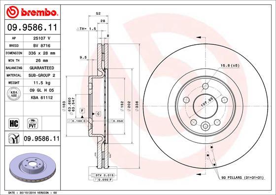 Brembo 09.9586.11 - Disc frana www.parts5.com