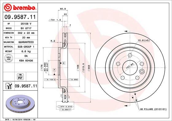 Brembo 09.9587.11 - Kočioni disk www.parts5.com