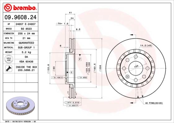 Brembo 09.9608.24 - Kočioni disk www.parts5.com