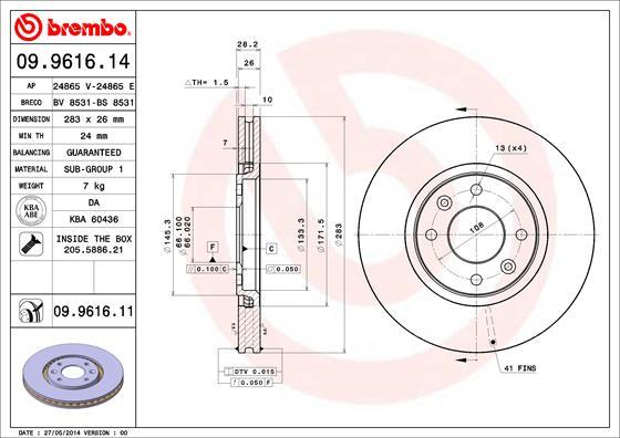 Brembo 09.9616.11 - Brake Disc www.parts5.com