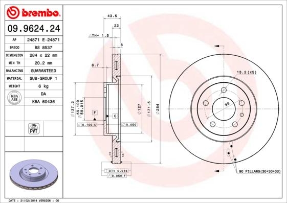 Brembo 09.9624.24 - Disc frana www.parts5.com