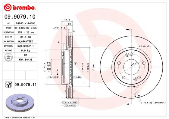 Brembo 09.9079.11 - Disc frana www.parts5.com