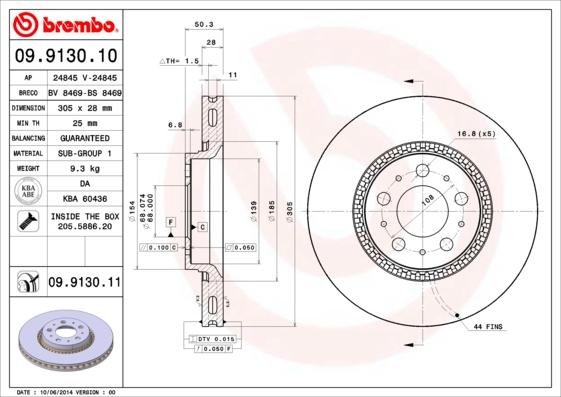 Brembo 09.9130.11 - Disc frana www.parts5.com