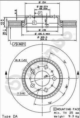 Brembo 09.9130.75 - Disc frana www.parts5.com