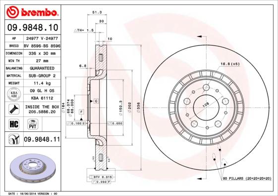 Brembo 09.9848.11 - Brake Disc www.parts5.com